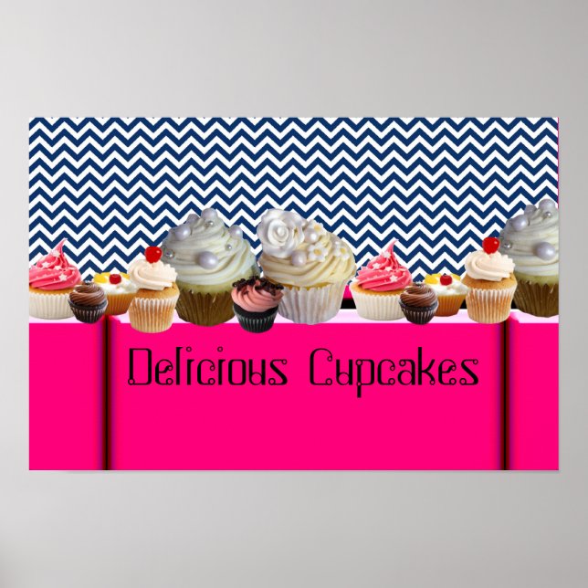 PÓSTER CUPCAKES DELICIOSOS LOJA NO DESERTO/ CHEVRON BRANC (Frente)