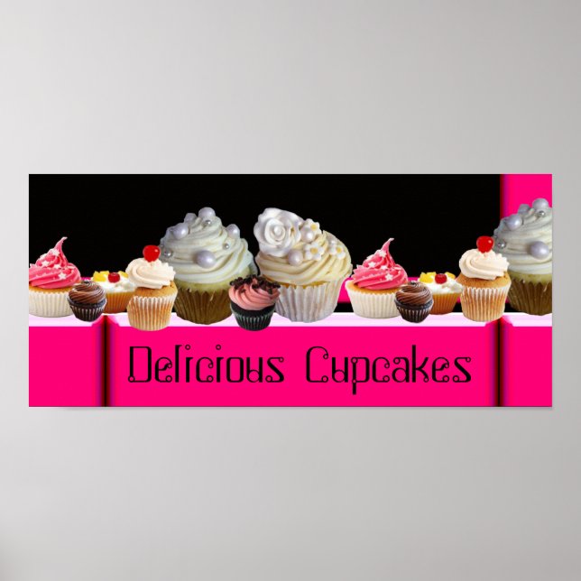 Poster Cupcakes JOVENS DESERTAM COMPRO/ PINK PRETO BRANCO (Frente)