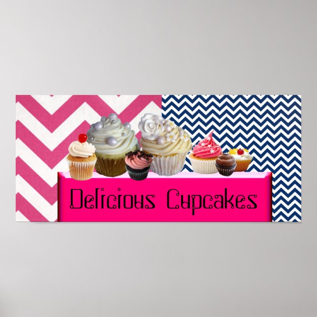 Póster Cupcakes JOVENS MERECEM COMPRO/PINK CHEVRON BRANCO (Frente)