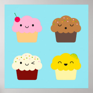 Poster Cupcakes Kawaii