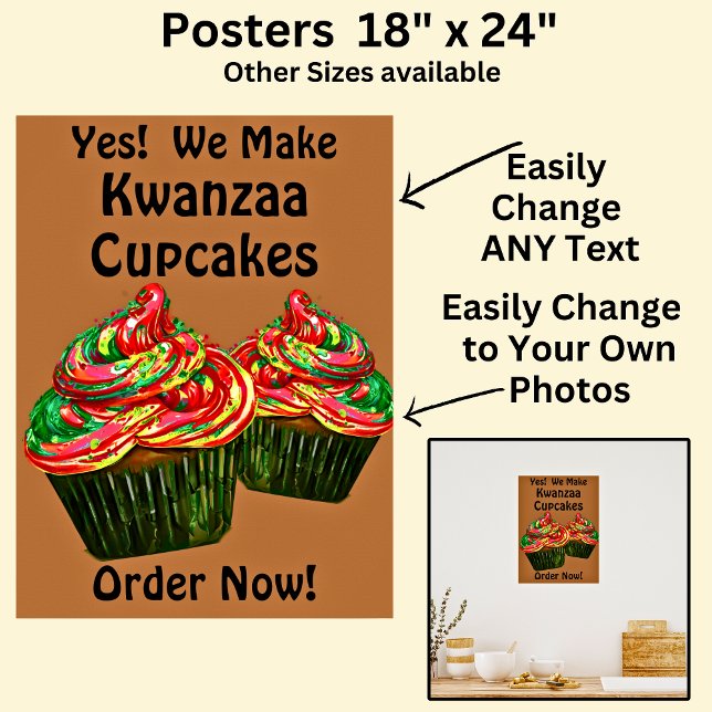 Poster Cupcakes Kwanzaa totalmente editáveis (Criador carregado)