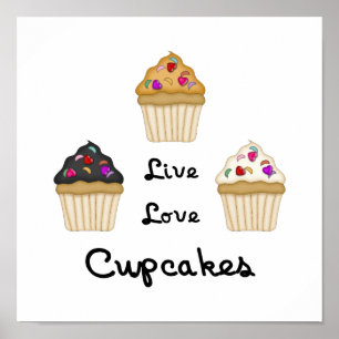 Póster Cupcakes Live Love