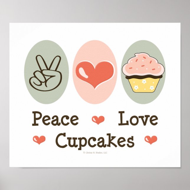 Póster Cupcakes Peace Love (Frente)
