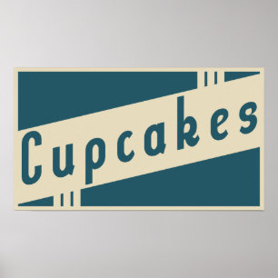 Póster cupcakes retros