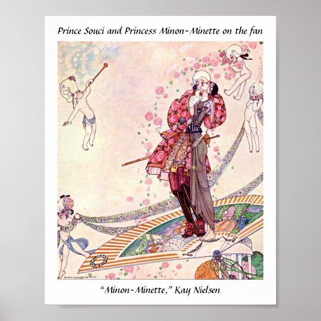 Poster Cupídeos, Princesa e Príncipe em um fã mágico (Frente)