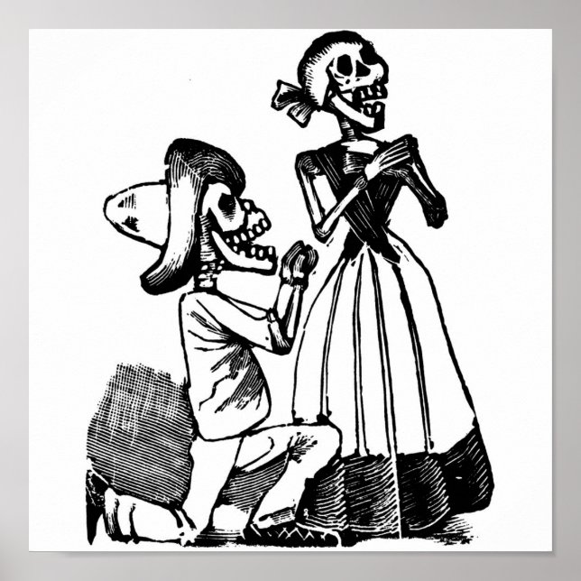 Poster Cupido Calavera, Skeleton Lovers c. anos 1900 (Frente)