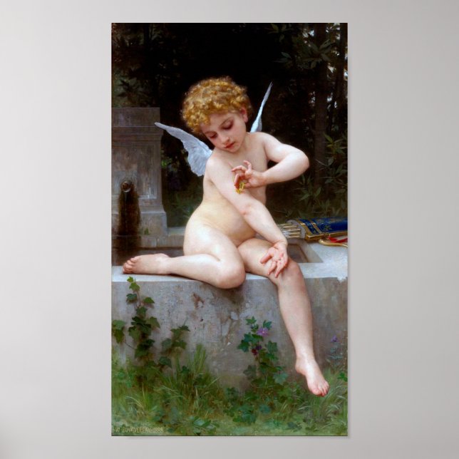 Poster Cupido com borboleta, Bouguereau (Frente)