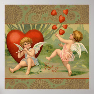 Póster Cupido do vintage no dia dos namorados com