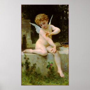 Poster Cupido e borboleta por Bouguereau