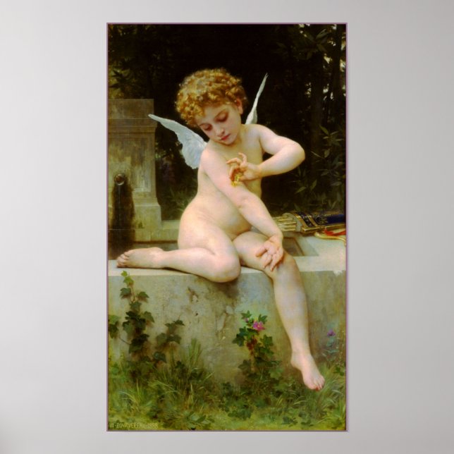 Poster Cupido e borboleta por Bouguereau (Frente)