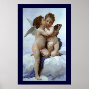 Póster Cupido e Psiquê quando crianças / Primeiro Beijo d