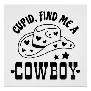 Póster Cupido Encontre Me Um Cowboy Western