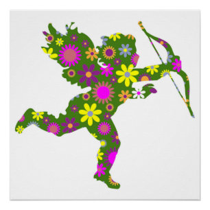 PÓSTER CUPIDO FLORAL