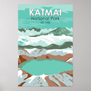 Poster Cúpula Nacional do Parque Katmai Crater Lake Alask
