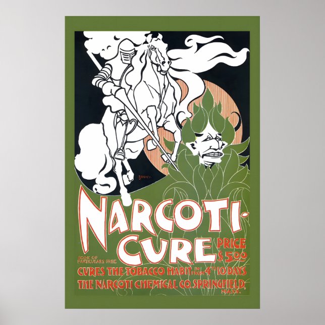 Poster Cura de Narcóticos da Década de 1890 - Cura o Víci (Frente)