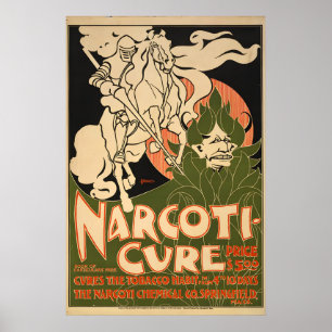 Poster Cura de Narcóticos - Pare de Fumar - Cartaz Antigo