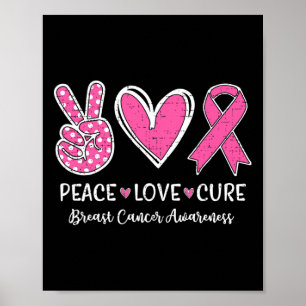 Poster Cura do Amor Laço Rosa Conscientização do Câncer d