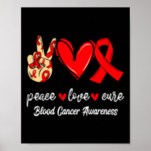 Poster Cura do Câncer de Sangue Amor Paz Fita Vermelha Co
