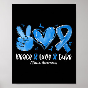 Poster Cura Paz Amor Fita Azul Conscientização Ataxia 