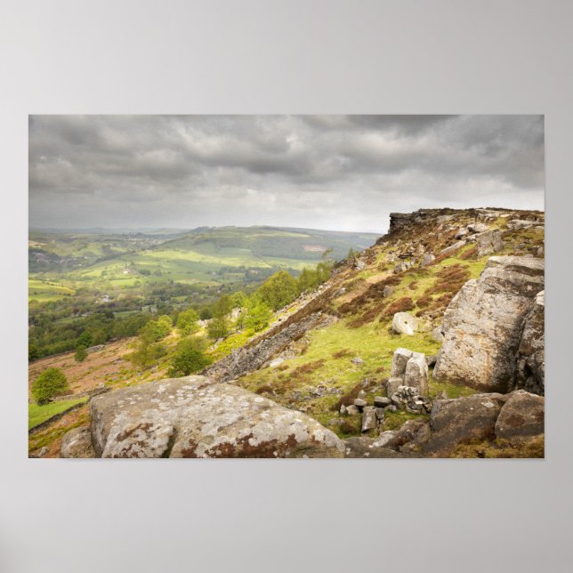 Poster Curbar Edge em Derbyshire, a foto do distrito de P (Frente)