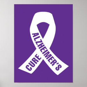 Poster Cure Alzheimers Ribbon on Purple