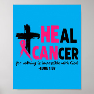 Poster Cure Câncer Acredite em Deus Cristão Câncer de Mam