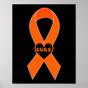 Poster Cure Faixa Laranja Conscientização da Esclerose Mú