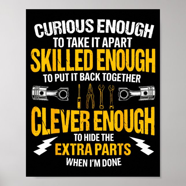 Poster Curioso o Suficiente Para Desmontá-lo Carro Auto G (Frente)
