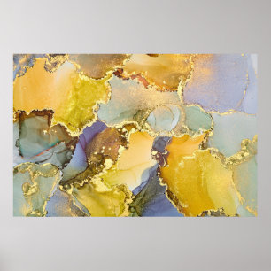Poster Currents of translucent hues, snaking metallic swi