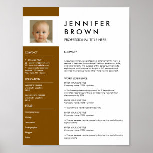 Poster Currículo Brown White fotografia download digital