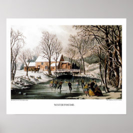 Poster Currier & Ives Lithógrafo: Passe de inverno