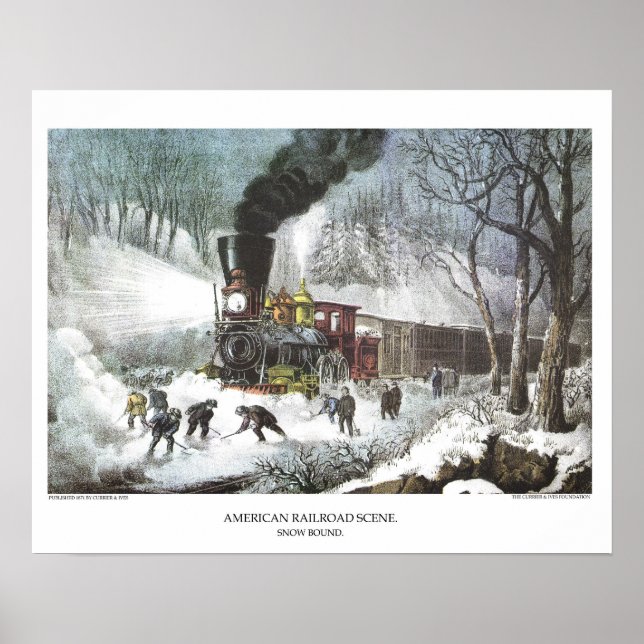Póster Currier & Ives Lithograph: Cena da Ferrovia Americ (Frente)