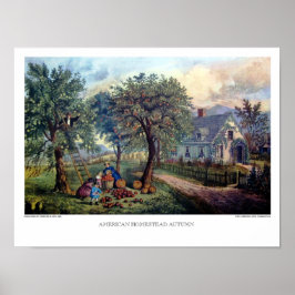 Póster Currier & Ives: outono da Homestead Americana
