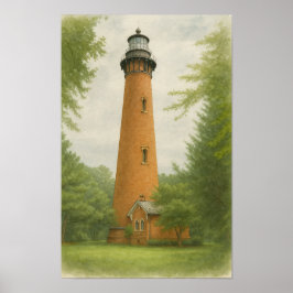 Poster Currituck Beach Lighthouse Watercolor