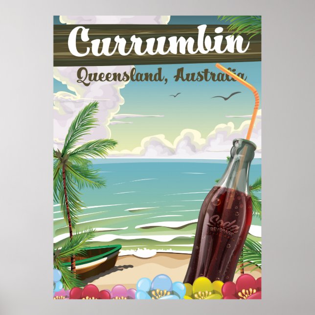 Póster Currumbin Austrália viagens vintage (Frente)