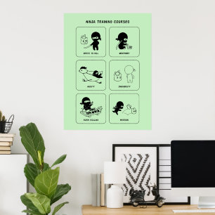 Poster Cursos de formação de Ninja, cor feita sob