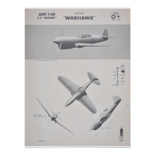 Póster Curtiss P-40 Warhawk Recognition Poster