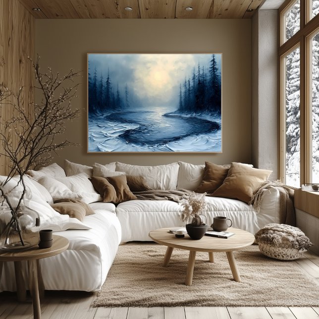 Poster Curva do Rio de Inverno – Cena Abstrata de Florest (Criador carregado)