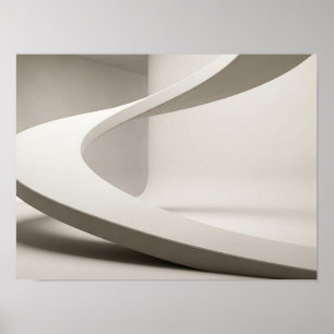 Poster Curva Escultural Branca Fluída Arte de Parede Mini