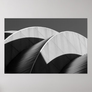 Póster Curvas Center e sombras de Kauffman preto e branco