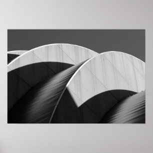 Póster Curvas Center e sombras de Kauffman preto e branco