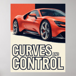 Poster 🧡 Curvas de Carro Esportivo e Controle 