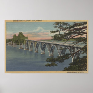 Poster Curvatura norte, Oregon - opinião da ponte da ba