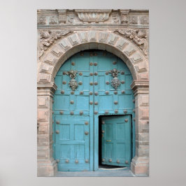 Poster Cusco Church Aqua Door