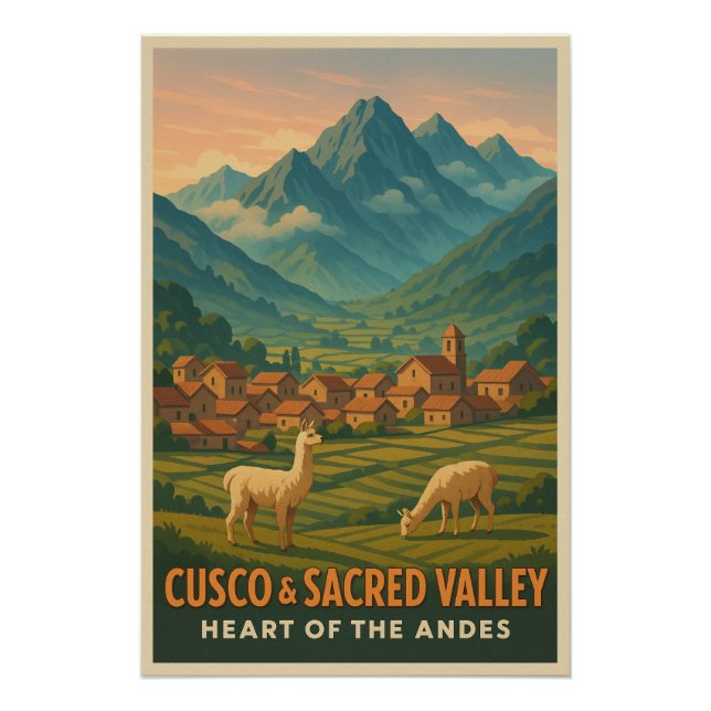 Póster Cusco e o Vale Sagrado, Peru. (Frente)