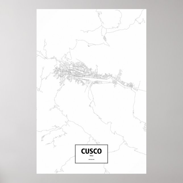 Póster Cusco, Peru (preto no branco) (Frente)