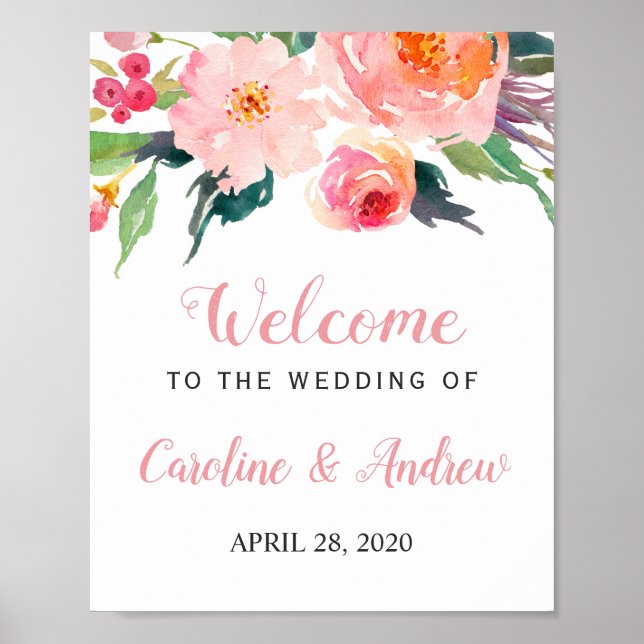 Poster CUST Watercolor Floral - Sinal de Boas-vindas (Frente)