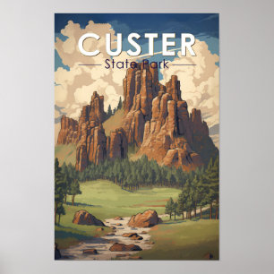Poster Custer State Park South Dakota Viagem Art Vintage