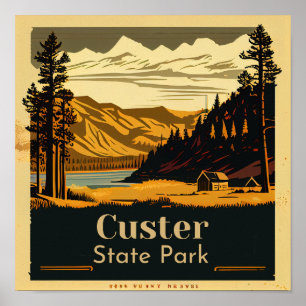 Poster Custer State Park Square Vintage