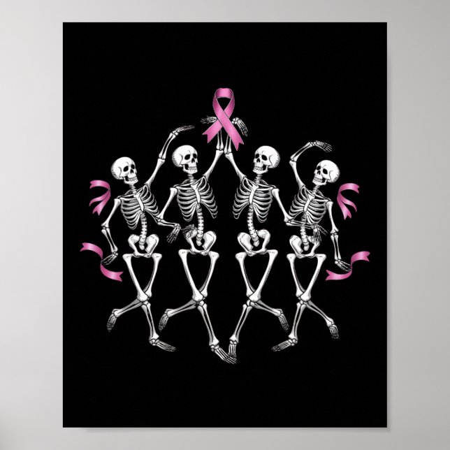 Poster Custo da Fita Rosa Rosa Rosa-Dançada com Esqueleto (Frente)